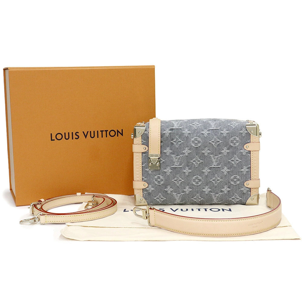 Louis Vuitton Monogram Shoulder Crossbody Gray Leather Denim Side Handbag Trunk